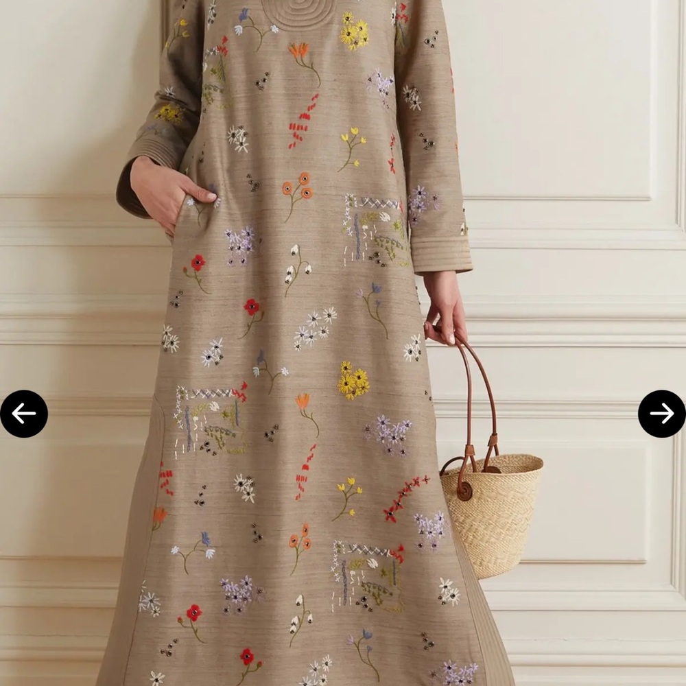 Embroidered luscious silk Floral Maxi